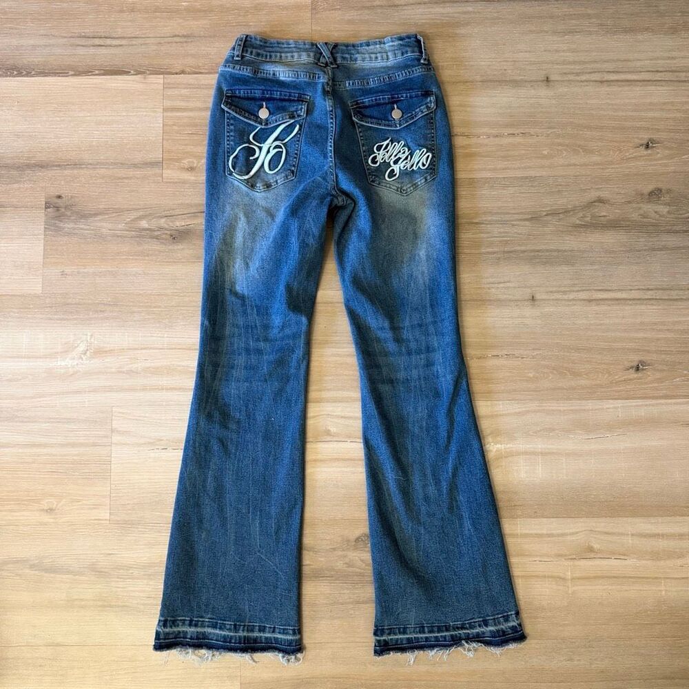 NVFelix Jelly Jelly Blue Denim Jeans Gold Detailed Japanese Sz S Y2K Era Baddie